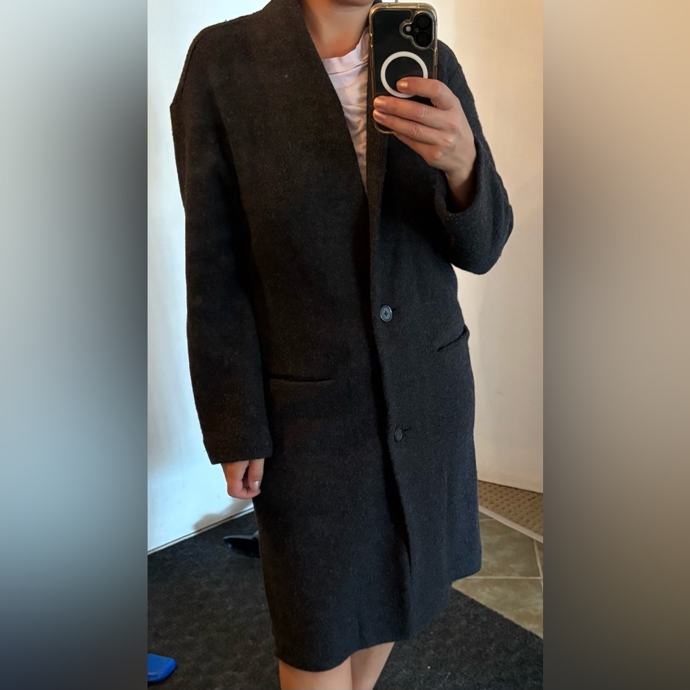 Wilfred extra fine merinos wool Charcoal Trench Coat